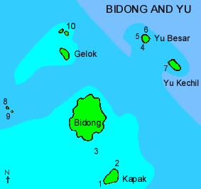 Map of Bidong and Yu, east coast Malaysia (Zubi)