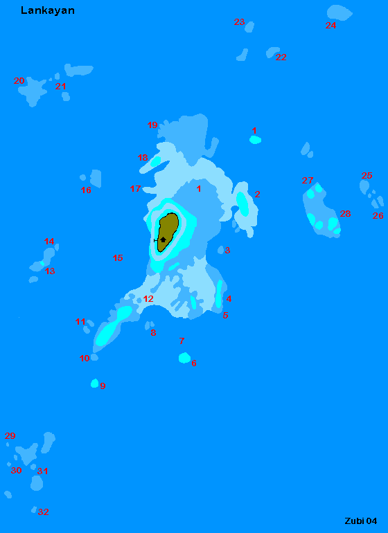 Map of Lankayan island and the surrounding dive sites