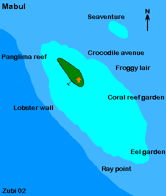 Map of dive sites in Mabul (Sabah, Borneo)