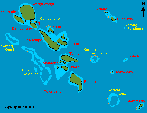 Map of Tukangbesi islands (Indonesia)