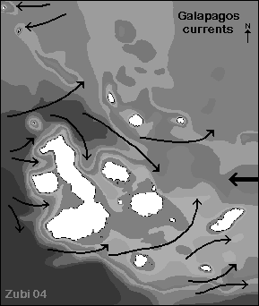 Map of major currents around the Galapagos