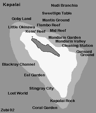 Map dive sites Kapalai