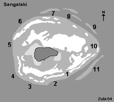 Map of Sangalaki island and dive sites
