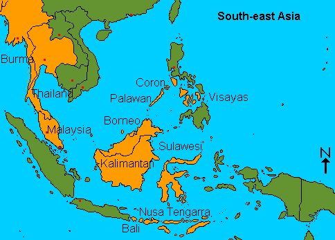 Map of southesast Asia and dive areas